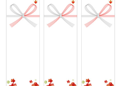 可愛い花のイラストを描いた、お祝い・お礼用途に最適な短冊熨斗紙のテンプレート