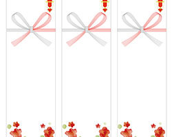 可愛い花のイラストを描いた、お祝い・お礼用の短冊熨斗紙
