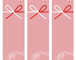 ピンク背景に花模様を描いた短冊熨斗紙のテンプレート