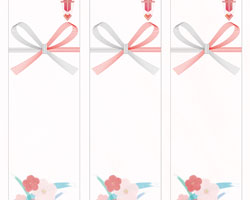 水彩タッチで描いた梅の花の短冊熨斗紙