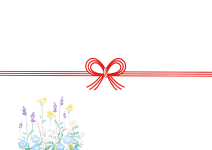 ネモフィラやラベンダーなど、春の草花のイラストを描いた熨斗紙テンプレート