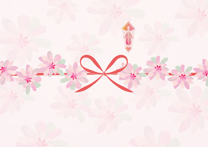 ピンクの花びらを散りばめたキュートなデザイン熨斗紙