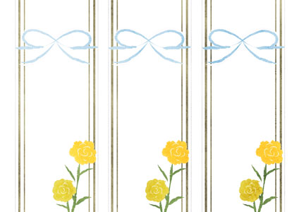 黄色いバラとリボンの水引を描いたリッチな父の日の短冊熨斗