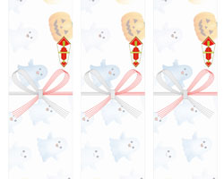 ポップなかぼちゃとおばけのイラストを並べた、無料のハロウィンの短冊熨斗紙テンプレート