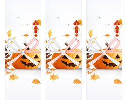 かぼちゃランタンと紅白水引を描いた、明るい雰囲気のハロウィン用の無料短冊熨斗紙テンプレート