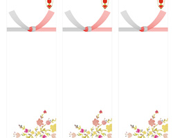 小花のデザインが可愛く美しい結婚祝いの短冊熨斗紙