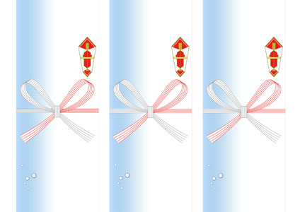 金魚と水草を描いた、涼しげなお中元用の無料短冊熨斗紙テンプレート