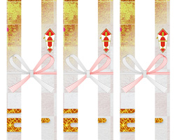 和紙に金箔を貼り和柄を組み合わせた、豪華なデザインのお歳暮用の無料短冊熨斗紙テンプレート