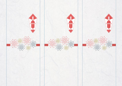 水引に花火を飾った暑中見舞い・残暑見舞いの短冊熨斗紙テンプレート
