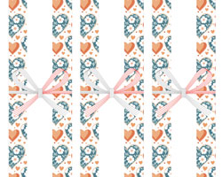 ハートと小花の総柄パターンが大人可愛い、バレンタインデーの無料短冊熨斗紙テンプレート