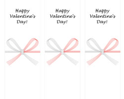 手描きのハートと星のイラストが可愛い、表書き入りのバレンタインデーの短冊熨斗紙テンプレート
