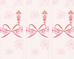 ピンクの花模様が可愛い短冊のし