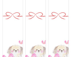 シーズー犬とピンクハートのバレンタイン短冊熨斗