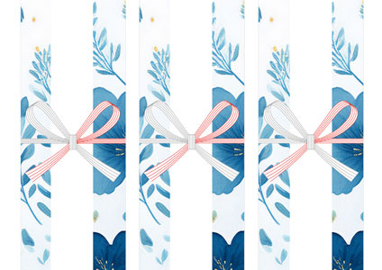 水彩で花のイラストを描いた、上品な大人デザインのホワイトデーの無料短冊熨斗紙テンプレート