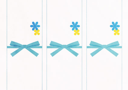 ブルーのリボンと花びらが可愛いホワイトデー短冊熨斗紙