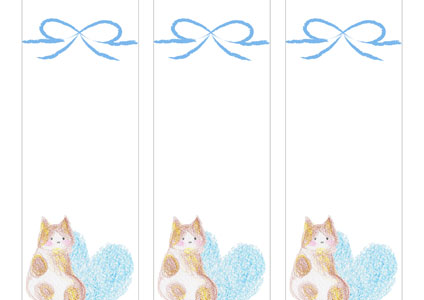 猫とハートのイラストが可愛い短冊熨斗のテンプレート