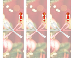 赤いオーナメントが映える明るいデザインのクリスマス短冊熨斗紙テンプレート