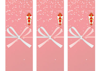 キャンディケインと雪を描いた、明るくポップな雰囲気のクリスマスの無料短冊熨斗紙テンプレート