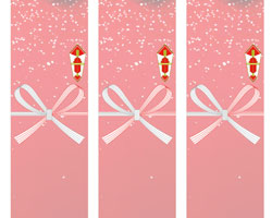 キャンディケインと雪を描いた明るくポップな雰囲気のクリスマス短冊熨斗紙テンプレート