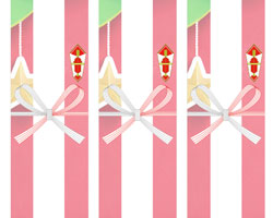 星飾りのオーナメントが並ぶ、楽しくにぎやかなクリスマスの無料の短冊熨斗紙テンプレート