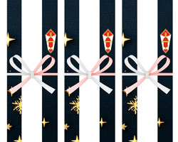 星飾りのオーナメントが並ぶ、楽しくにぎやかなクリスマスの無料の短冊熨斗紙テンプレート