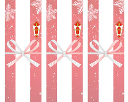 ゴールド背景に白いツリーオーナメントを描いた、上品で温かみのあるクリスマスの無料の短冊熨斗紙テンプレート