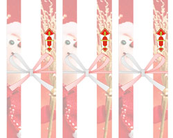 サンタ姿の雪だるまがニッコリ微笑む、キラキラ感が楽しいクリスマス向けの短冊熨斗紙テンプレート