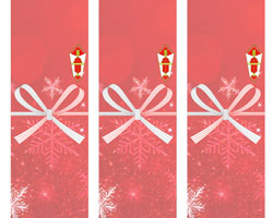 赤背景に雪の結晶が輝くクリスマス短冊熨斗紙テンプレート