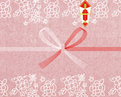 ピンク背景の出産祝い熨斗紙テンプレート