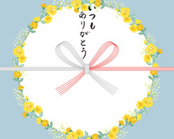 黄色いバラの花輪を描いた熨斗紙