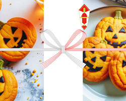 美味しそうなかぼちゃクッキーを描いたハロウィンのし紙テンプレート