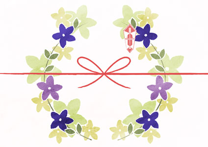 桔梗の花輪をデザインした敬老の日熨斗紙テンプレート