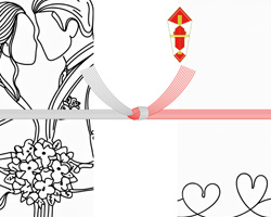 線画で新郎新婦を描いた結婚祝いの熨斗紙テンプレート