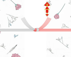 パステルカラーが可愛い、全体に小花を散りばめた結婚祝いの熨斗紙