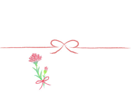 クーピーで描いた小ぶりなカーネーションの母の日熨斗紙