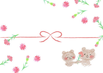クマの親子とカーネーションを描いた母の日熨斗紙