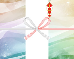 柔らかな光のパステルカラーでまとめた、優しく落ち着いた雰囲気のお歳暮の無料のし紙テンプレート