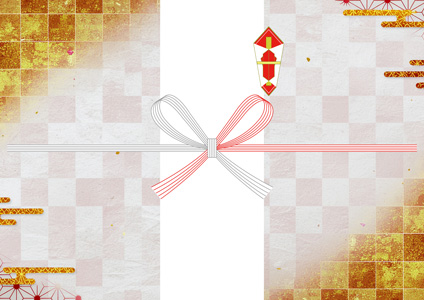 金箔風グラデーションと市松模様を組み合わせた、お歳暮用の無料のし紙テンプレート