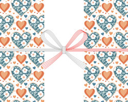 花柄ハートを敷き詰めた、可愛く品のあるデザインのバレンタインデーの無料のし紙テンプレート