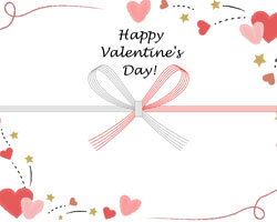 ハートと星のイラストを手描きし、「Happy Valentine's Day」の文字を入れた、バレンタインらしい無料のし紙テンプレート