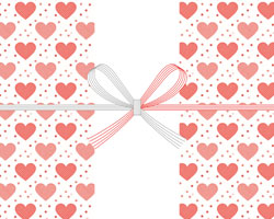 ハートを敷き詰めた、総柄パターンが特徴的なバレンタインデーの無料のし紙テンプレート