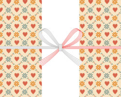 レトロな配色の総柄パターンが懐かし可愛い、バレンタインデーの無料のし紙テンプレート
