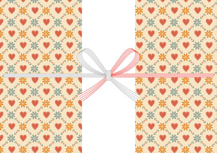 レトロな配色の総柄パターンが懐かし可愛い、バレンタインデーの無料のし紙テンプレート