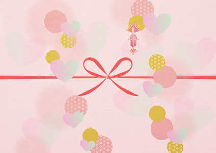 カラフルなハートマークが可愛いバレンタイン熨斗紙