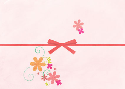 リボンの水引と可愛い花びらデザインのバレンタイン熨斗紙
