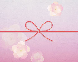 ピンクのグラデーションに花を添えたホワイトデー熨斗紙
