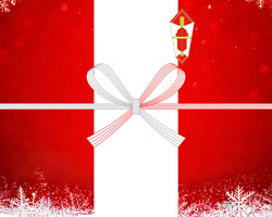 赤と白のツートーンが映えるクリスマスらしいデザインの無料のし紙テンプレート