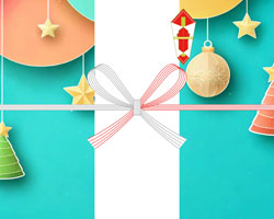 パステルカラーのオーナメントがかわいい、明るくポップなクリスマス無料のし紙テンプレート