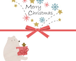 シロクマとプレゼントを描いたクリスマスのし紙