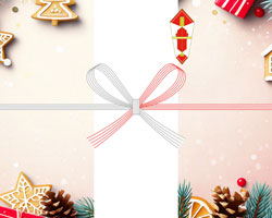 クッキーと松ぼっくりを散りばめた、あたたかい雰囲気のクリスマス無料のし紙テンプレート